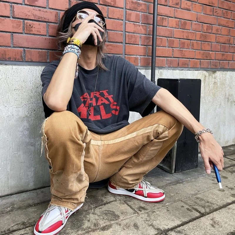 Gallery Dept I Am Sad I Miss My Friends Black Acid Wash T-Shirt - 41