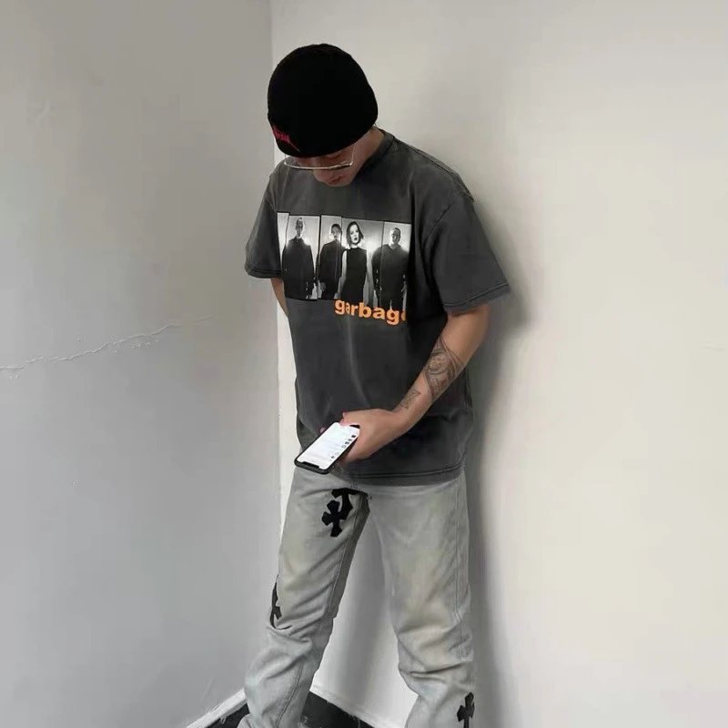 Gallery Dept I Am Sad I Miss My Friends Black Acid Wash T-Shirt - 44