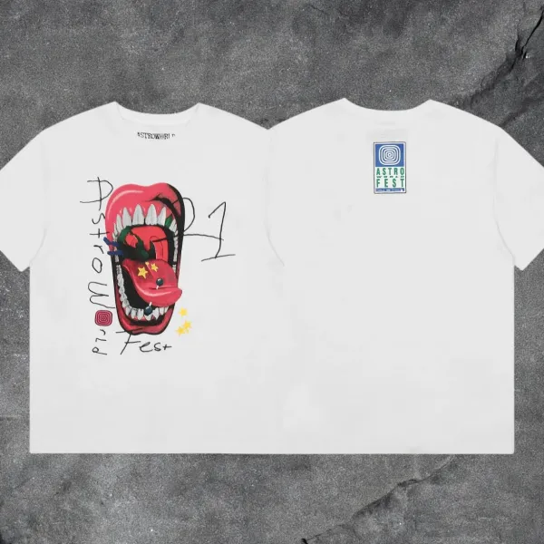Design Astroworld Astro Fest 2021 Graphic T-Shirt White T-Shirts - 1