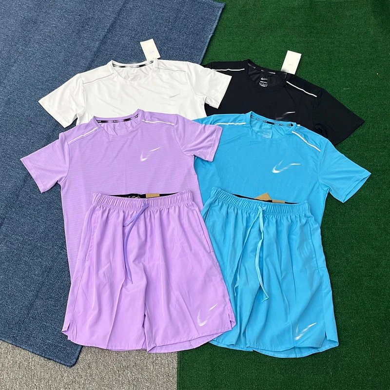 New set of ice silk loose sports fast drying breathable loose casual training fitness trend five quarter pants for men