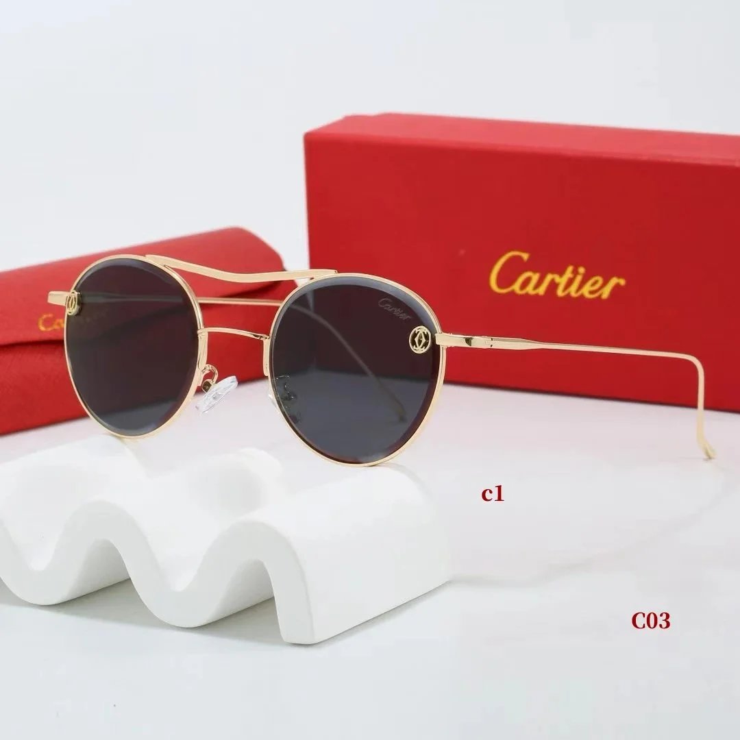 Cartier Santos de Cartier Rimless Sunglasses Gold Frame Black Lenses - 16
