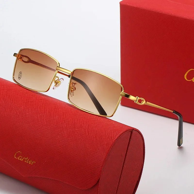 Cartier Santos de Cartier Rimless Sunglasses Gold Frame Black Lenses - 13