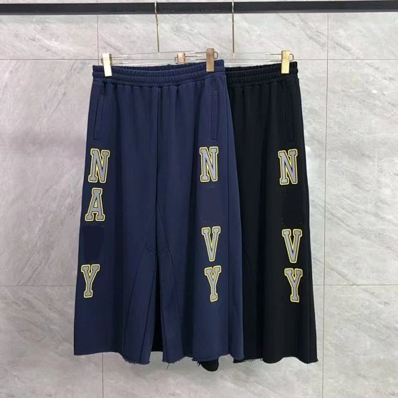 26SS European and American high street fashion brand hip-hop 360g letter printed looped seven quarter pants unisex trendy shorts