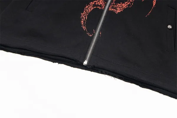 Design Streetwear Dragon Print Studded Hoodie Black - 20