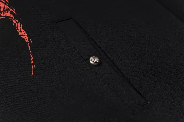 Design Streetwear Dragon Print Studded Hoodie Black - 23