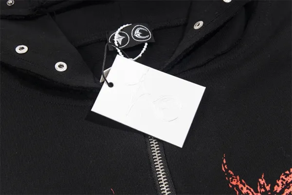 Design Streetwear Dragon Print Studded Hoodie Black - 15