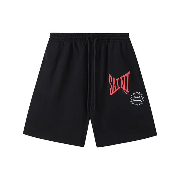 Saint Laurent Saint Logo Print Black Sweatshorts - 1