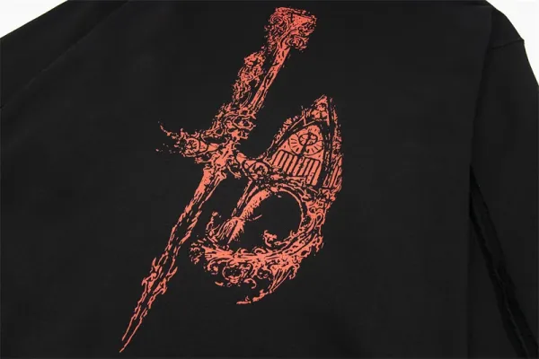 Design Streetwear Dragon Print Studded Hoodie Black - 21