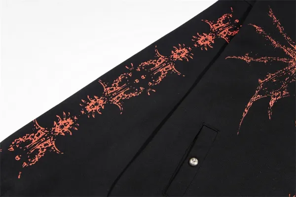 Design Streetwear Dragon Print Studded Hoodie Black - 25