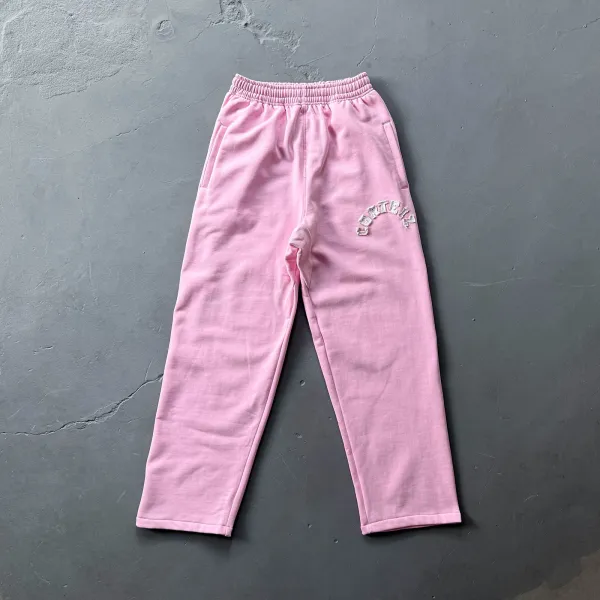 Corteiz Pink Embroidered Sweatpants - 1