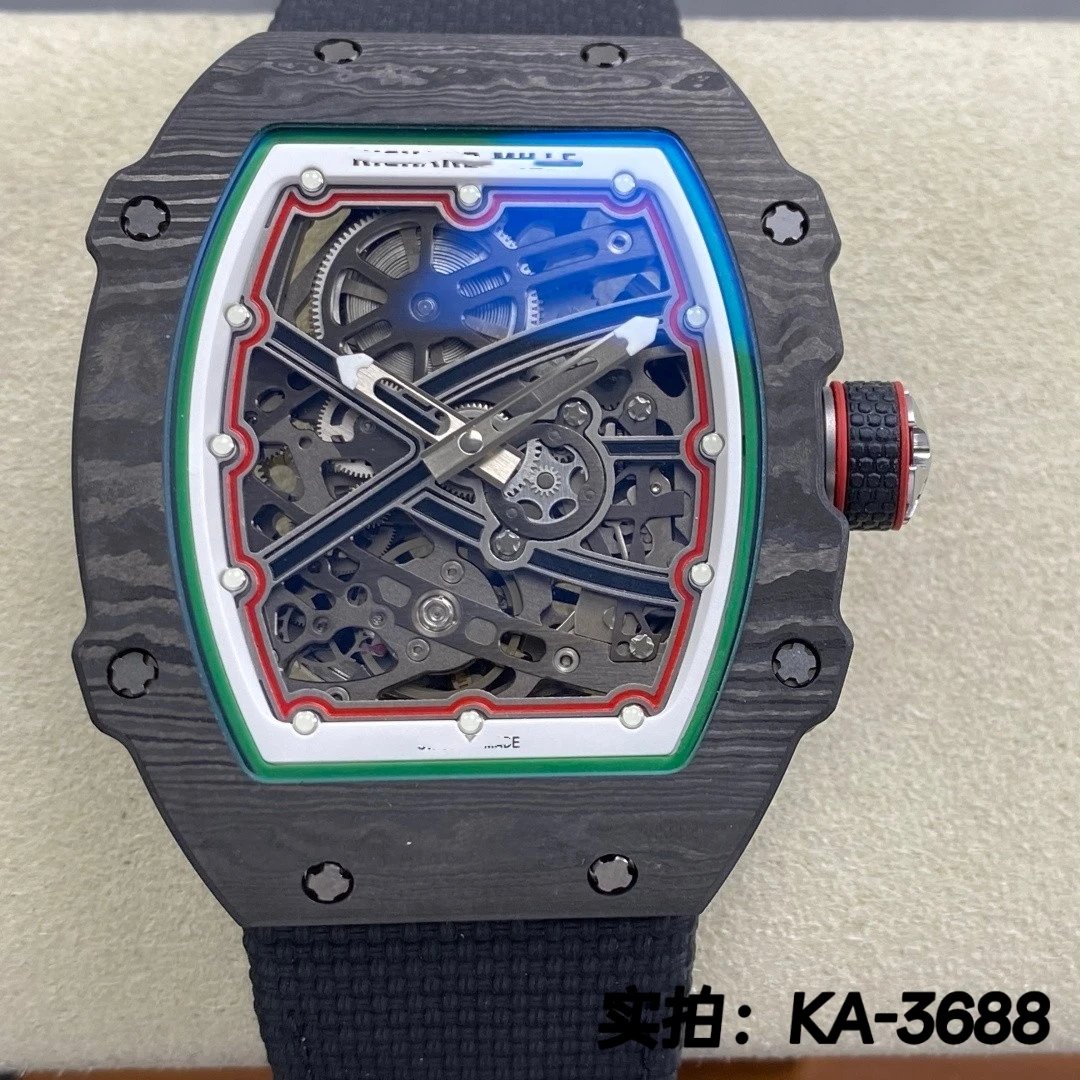 Richard Carbon Fiber Barrel Type Mechanical Watch for Men's High End Watch with Hollow Sports RM67