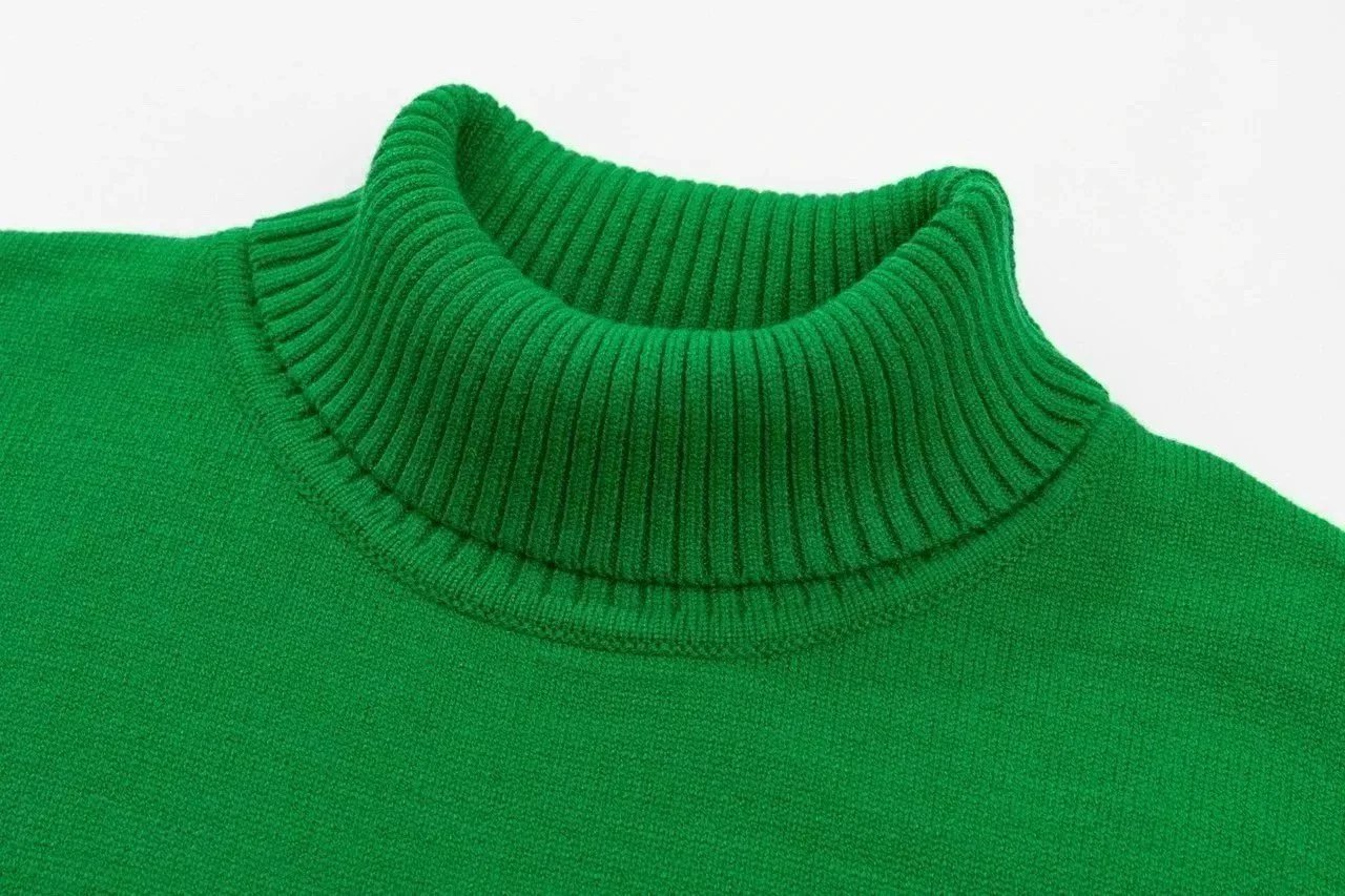 Design Striped Metallic Yarn Turtleneck Sweater - 3