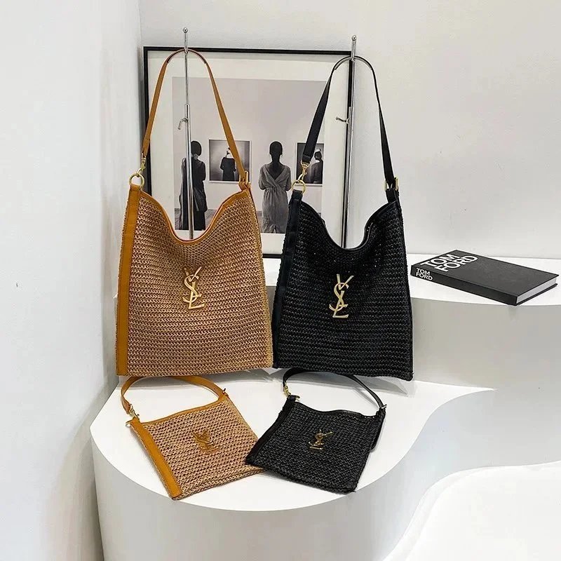 Saint Laurent Shoulder Bags Woven Straw Bag with YSL Logo Hardware image 1