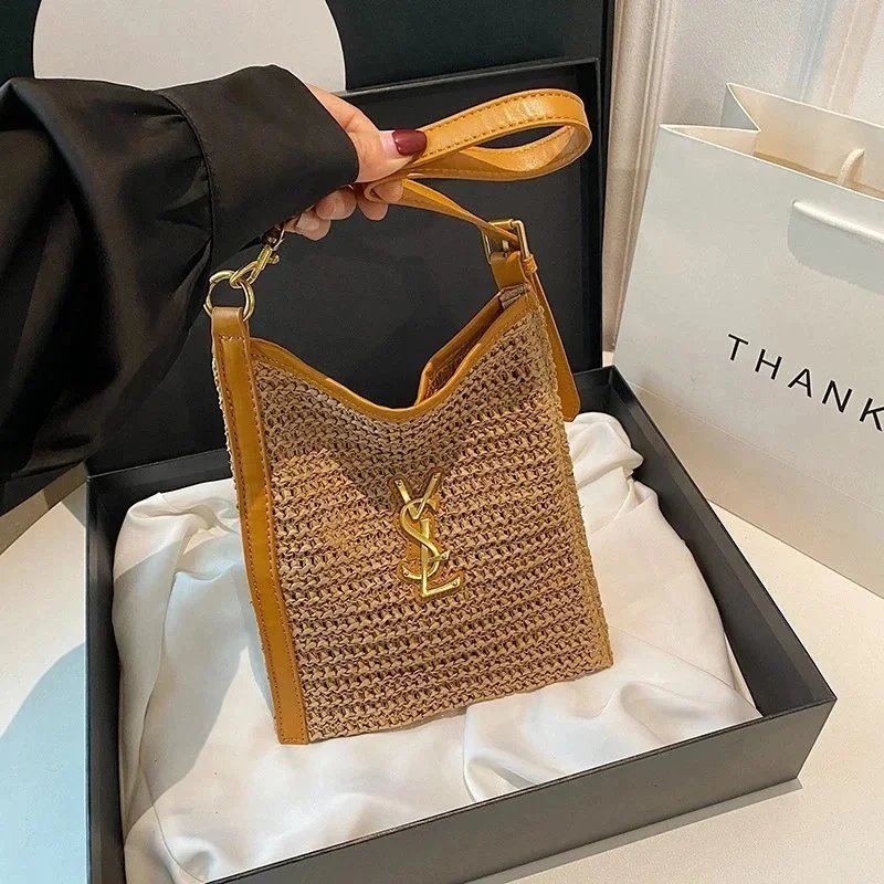 Saint Laurent Shoulder Bags Woven Straw Bag with YSL Logo Hardware image 4