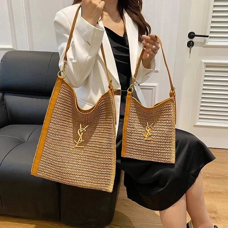 Saint Laurent Shoulder Bags Woven Straw Bag with YSL Logo Hardware variant SOURCE-sku:131573822772