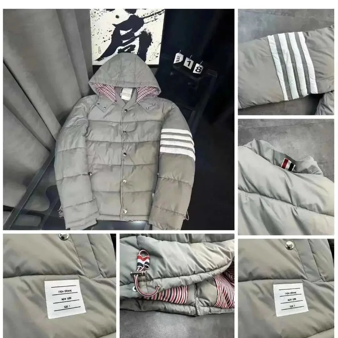 Unbranded Jackets Hooded quilted puffer jacket with four-stripe sleeve image 14