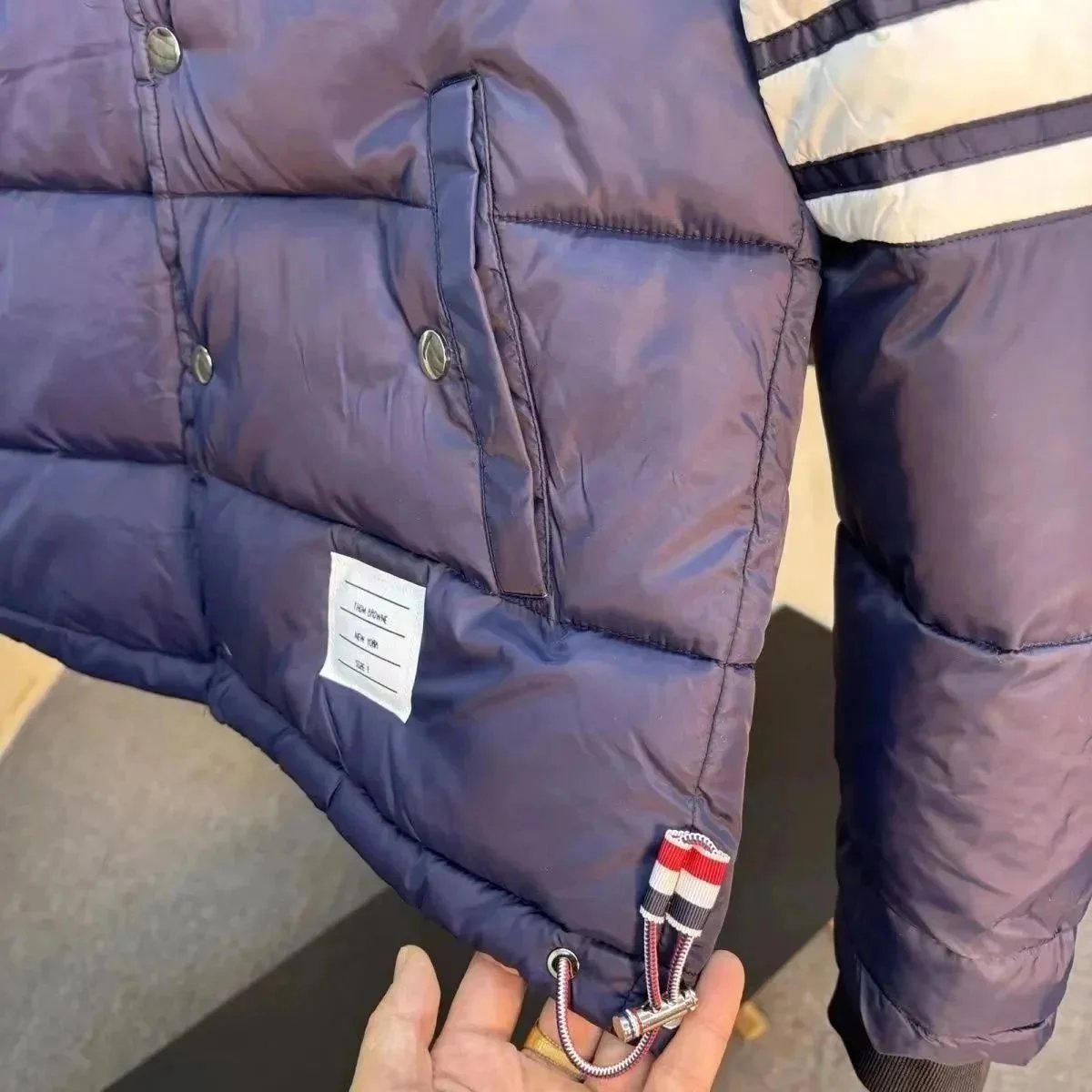 Unbranded Jackets Hooded quilted puffer jacket with four-stripe sleeve image 12