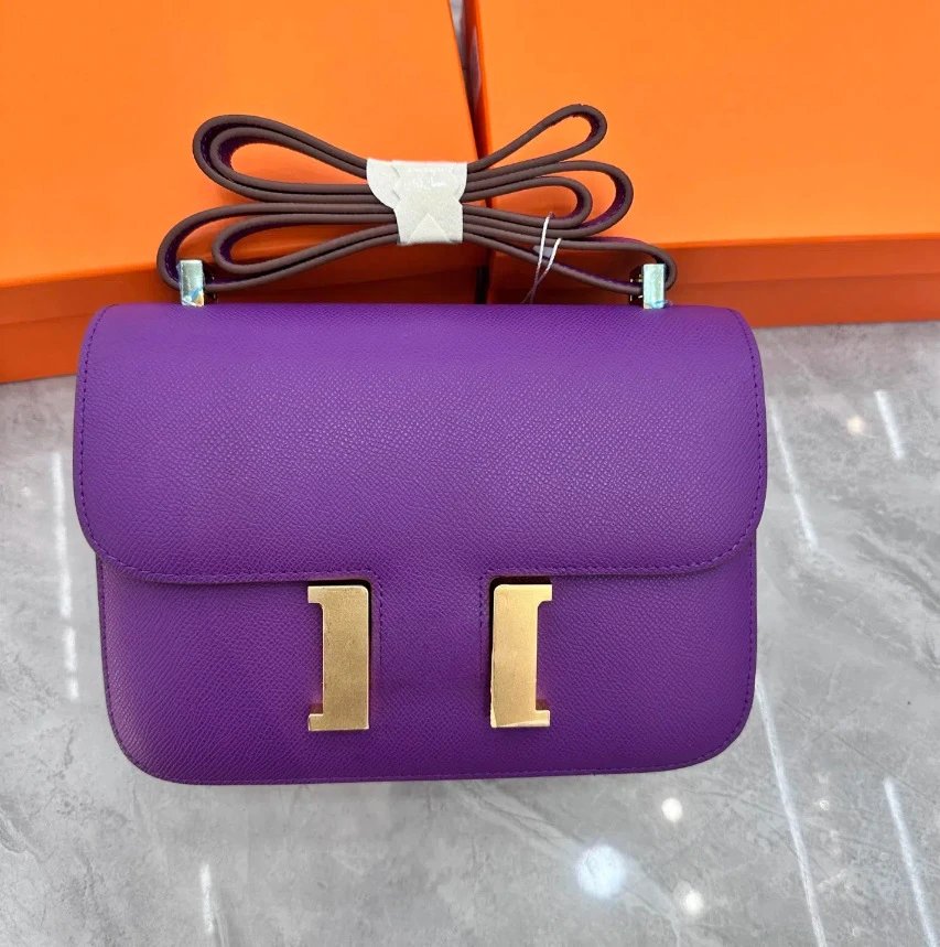 Unbranded Crossbody Bags Flap bag with H-shaped clasp — Sea anemone purple (gold buckle)