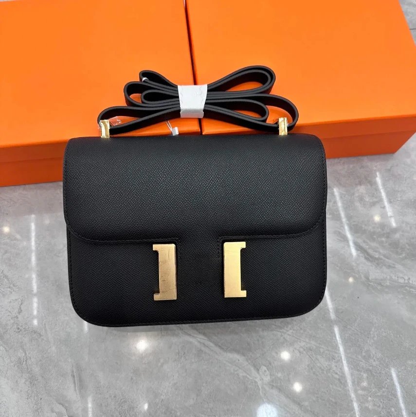 Unbranded Crossbody Bags Flap bag with H-shaped clasp — Black (gold buckle)