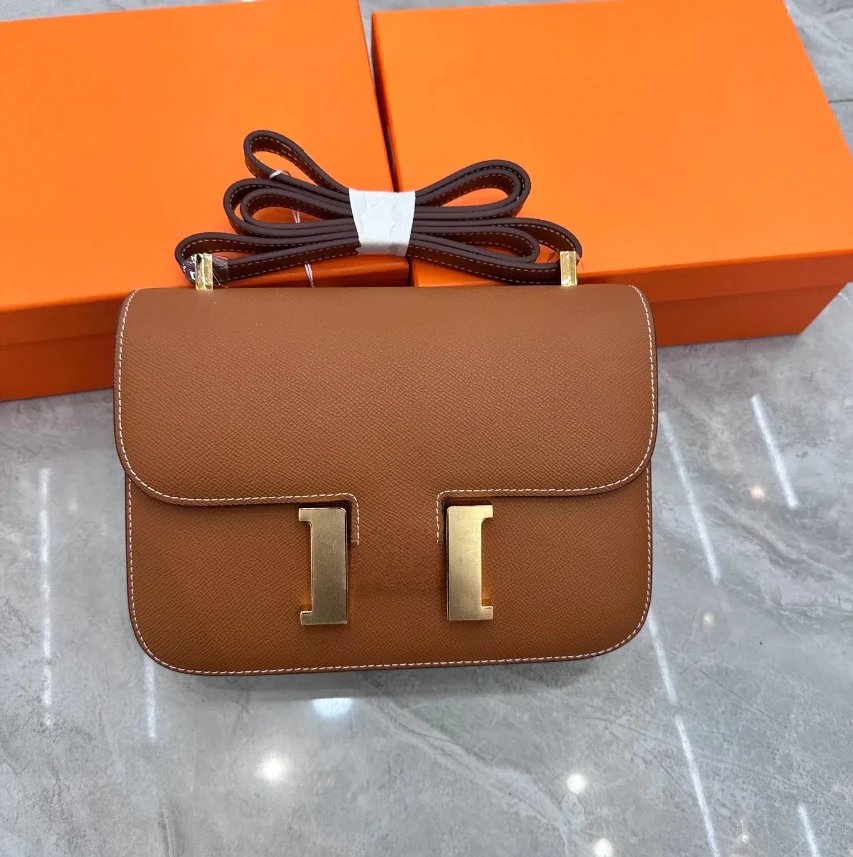 Unbranded Crossbody Bags Flap bag with H-shaped clasp — Gold brown (gold buckle)