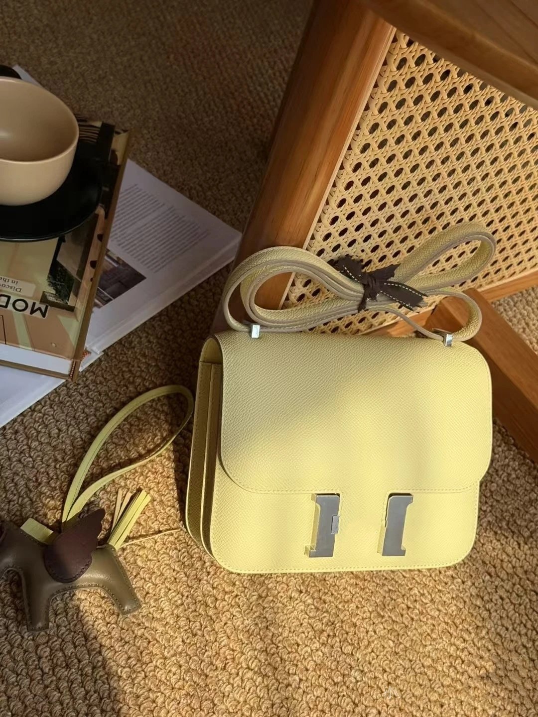 Unbranded Crossbody Bags Flap bag with H-shaped clasp — CHICKEN YELLOW (SILVER Buckle)