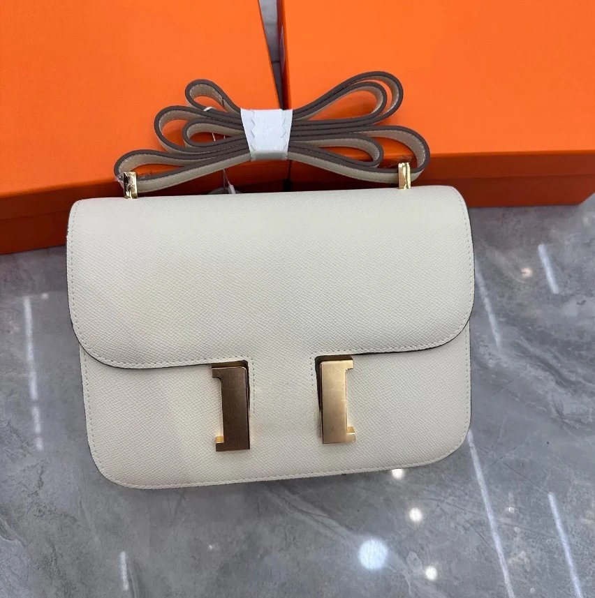 Unbranded Crossbody Bags Flap bag with H-shaped clasp — Milkshake White (Gold Button)