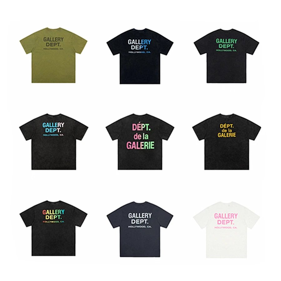 GD Washed Vintage Letter Short Sleeve T-Shirt Men Women High Street Tee