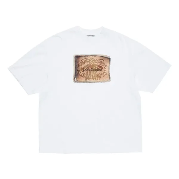 Acne Studios Leather Patch T-Shirt White - 1