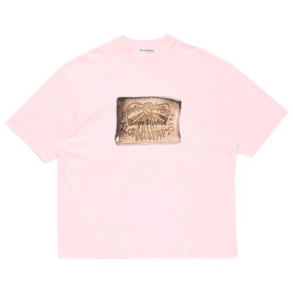 Acne Studios Leather Patch T-Shirt Pink - 1