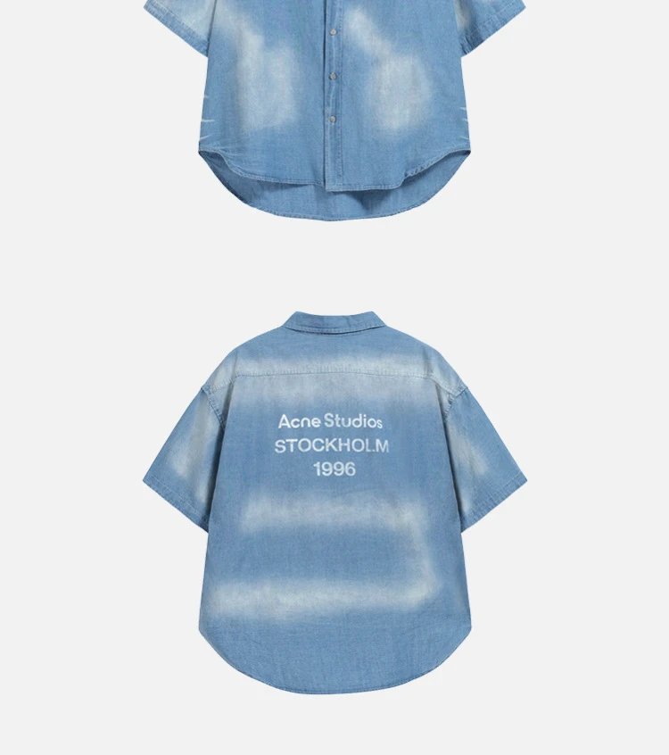 Acne Studios Distressed Logo T-Shirt Navy - 29