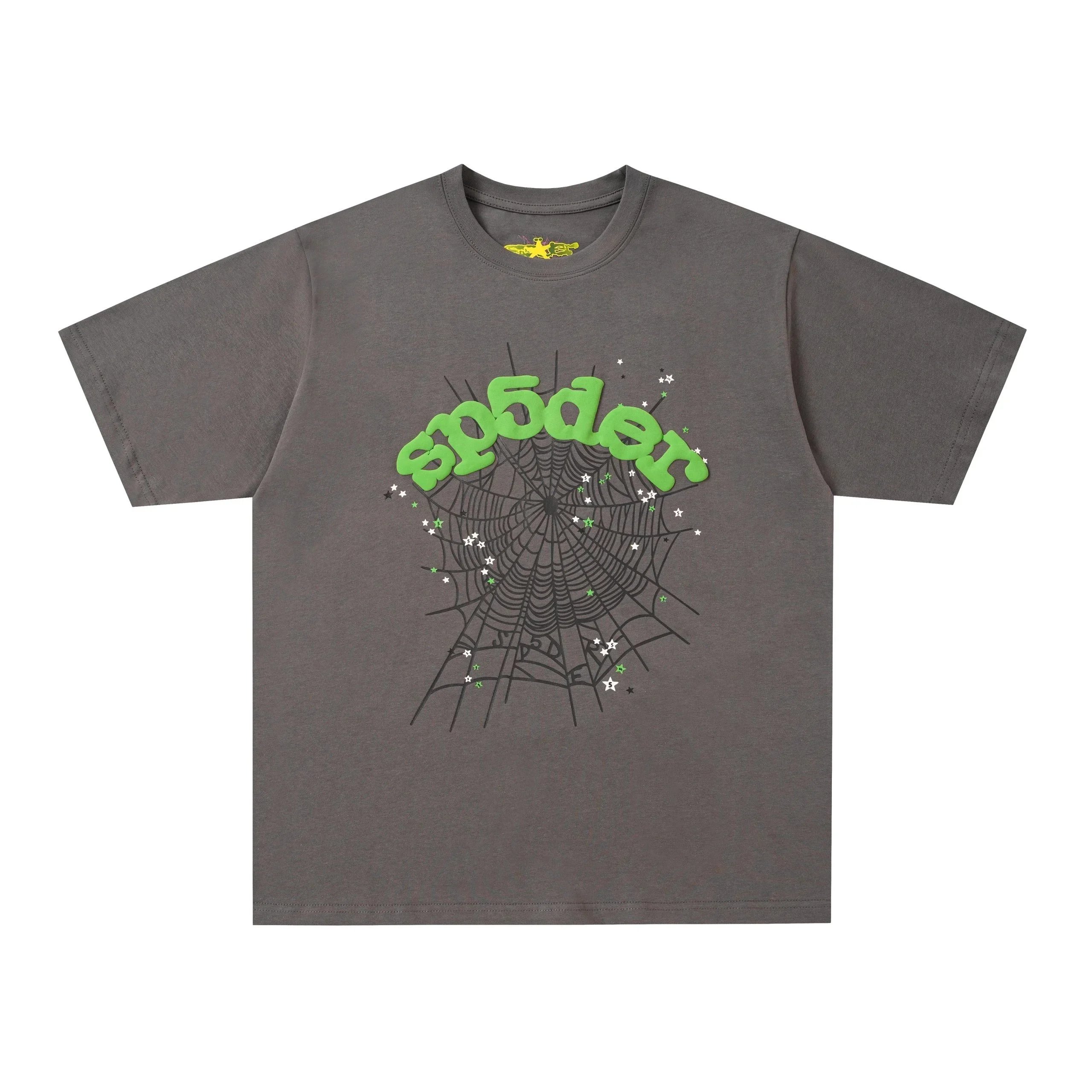 Sp5der T-shirt Puff Print Web Grey Green