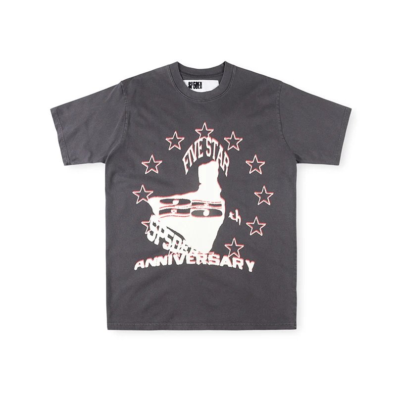 Sp5der Five Star Anniversary T-shirt Washed Black