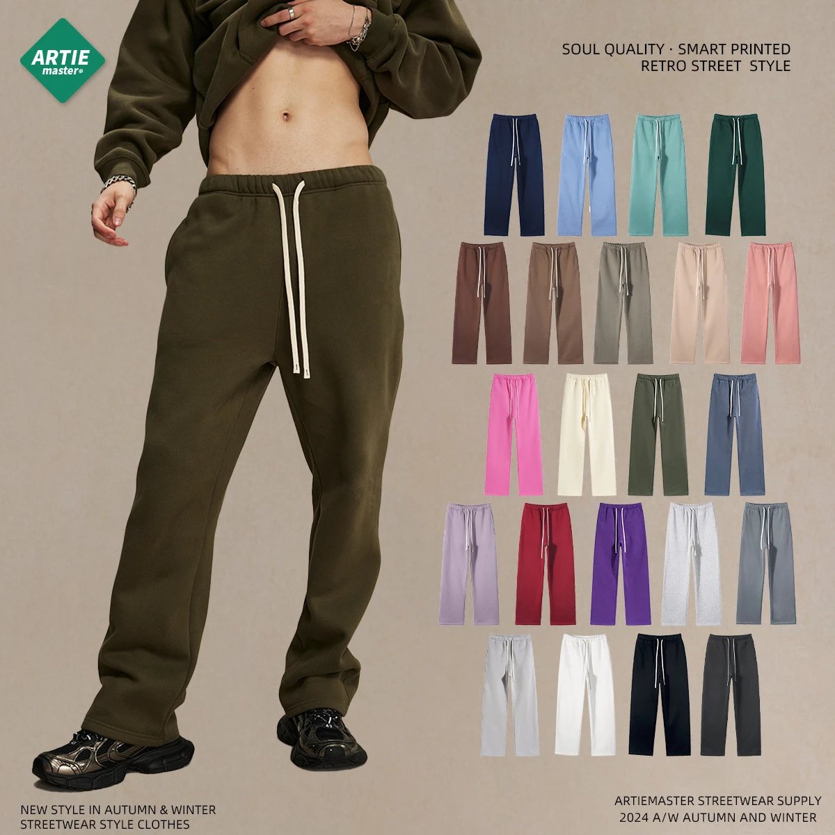 2026 Fall/Winter New Arrival 350g Thick Fleece-Lined Straight-Leg Casual Pants for Men, Loose Fit Athletic Joggers