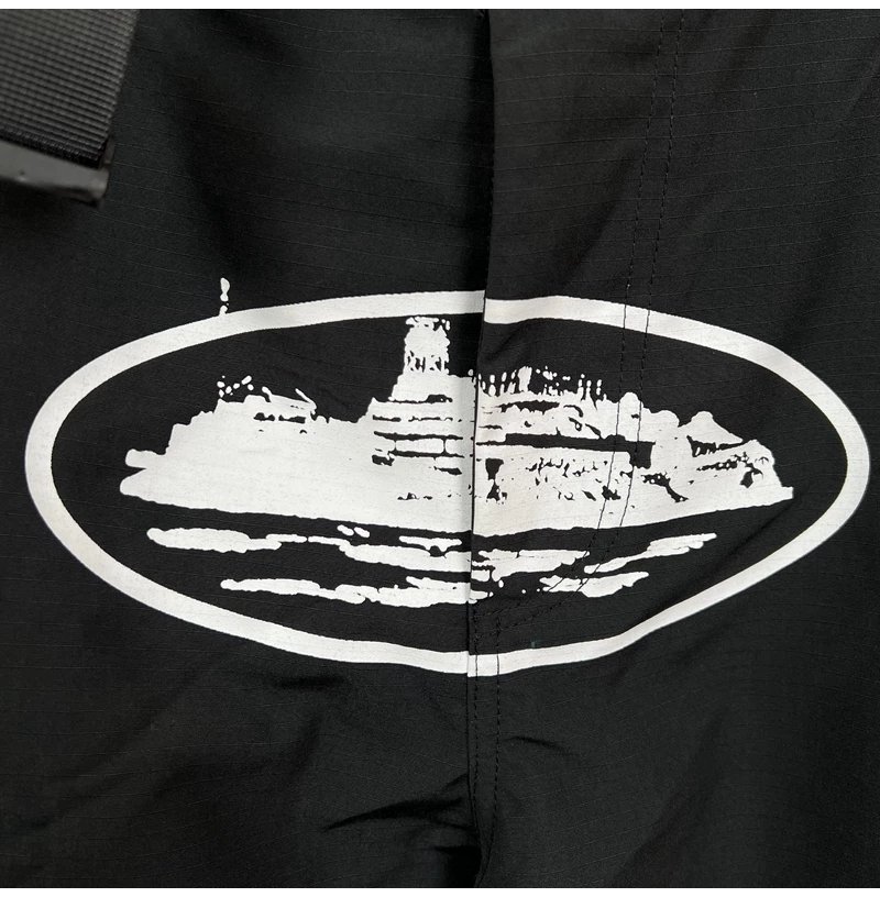 ELITEWORK Cargo Shorts Navy with Oval Graphic Print - 18