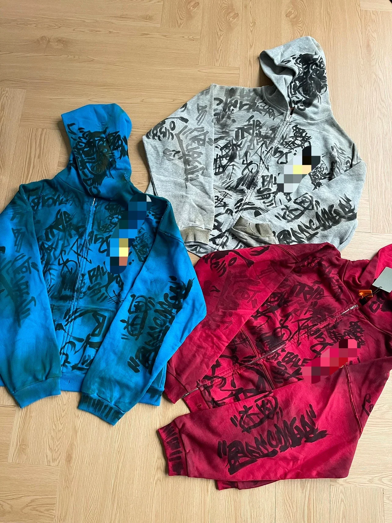 Balenciaga Sudadera Azul Skater Graffiti