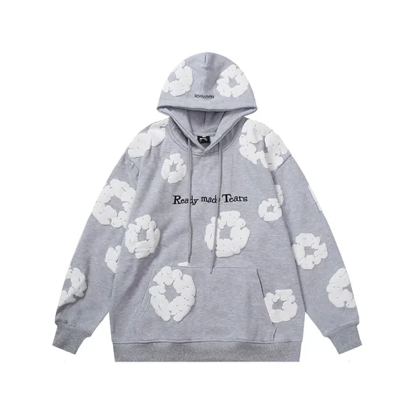Saint Tears Ready Made Tears Floral Print Hoodie Gray - 1