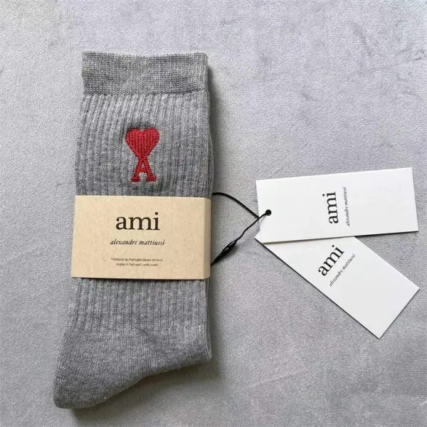 Ami Alexandre Mattiussi Striped Heart Embroidery Socks Green - 7