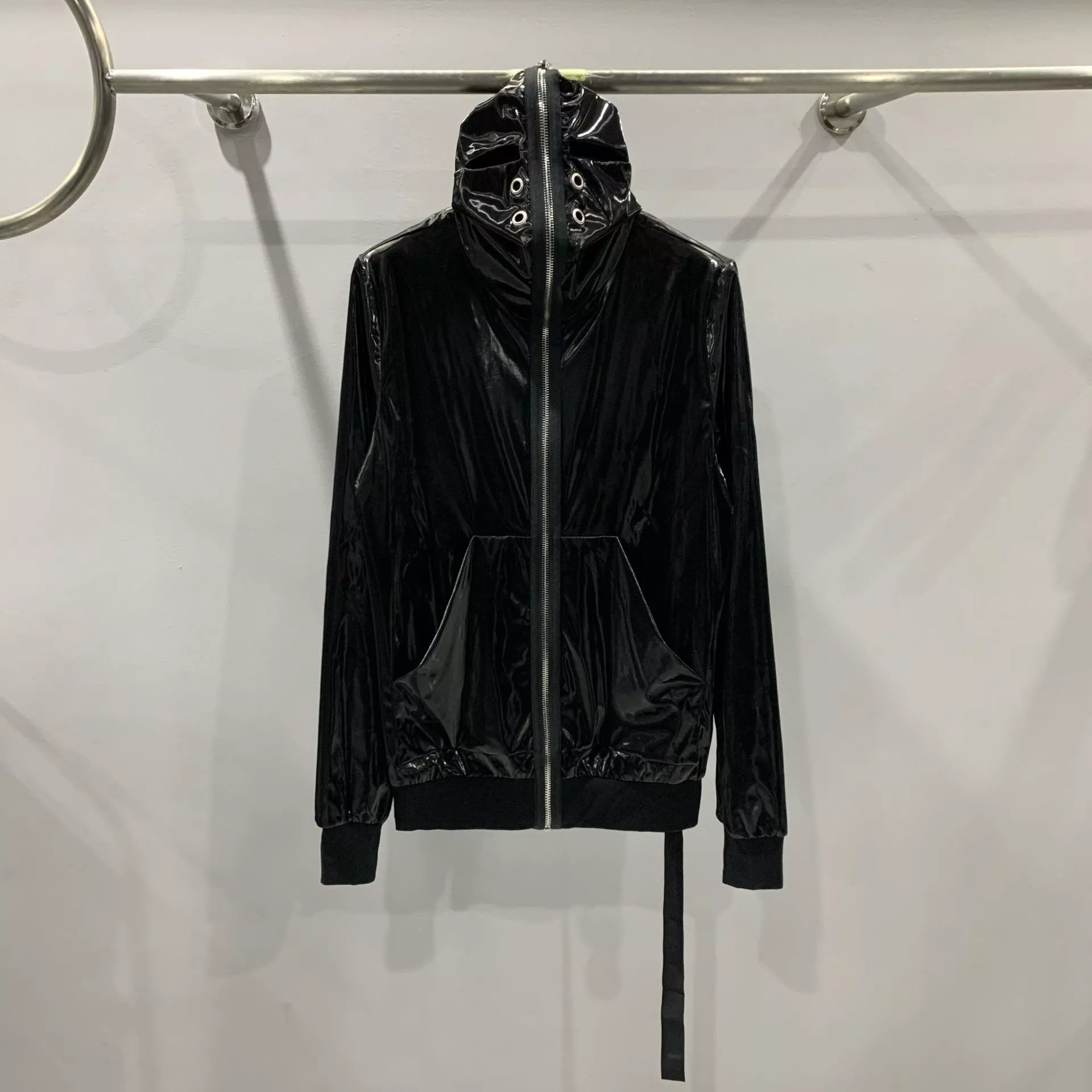 Black Vinyl Hooded Jacket