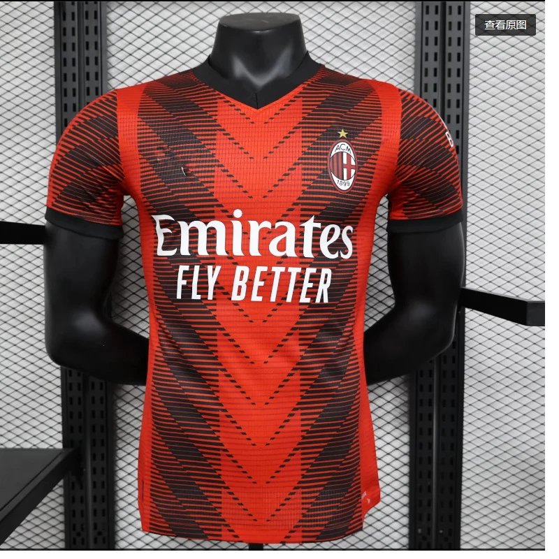 AC Milan 2023-24 Third Jersey Red Black Patterned Jersey