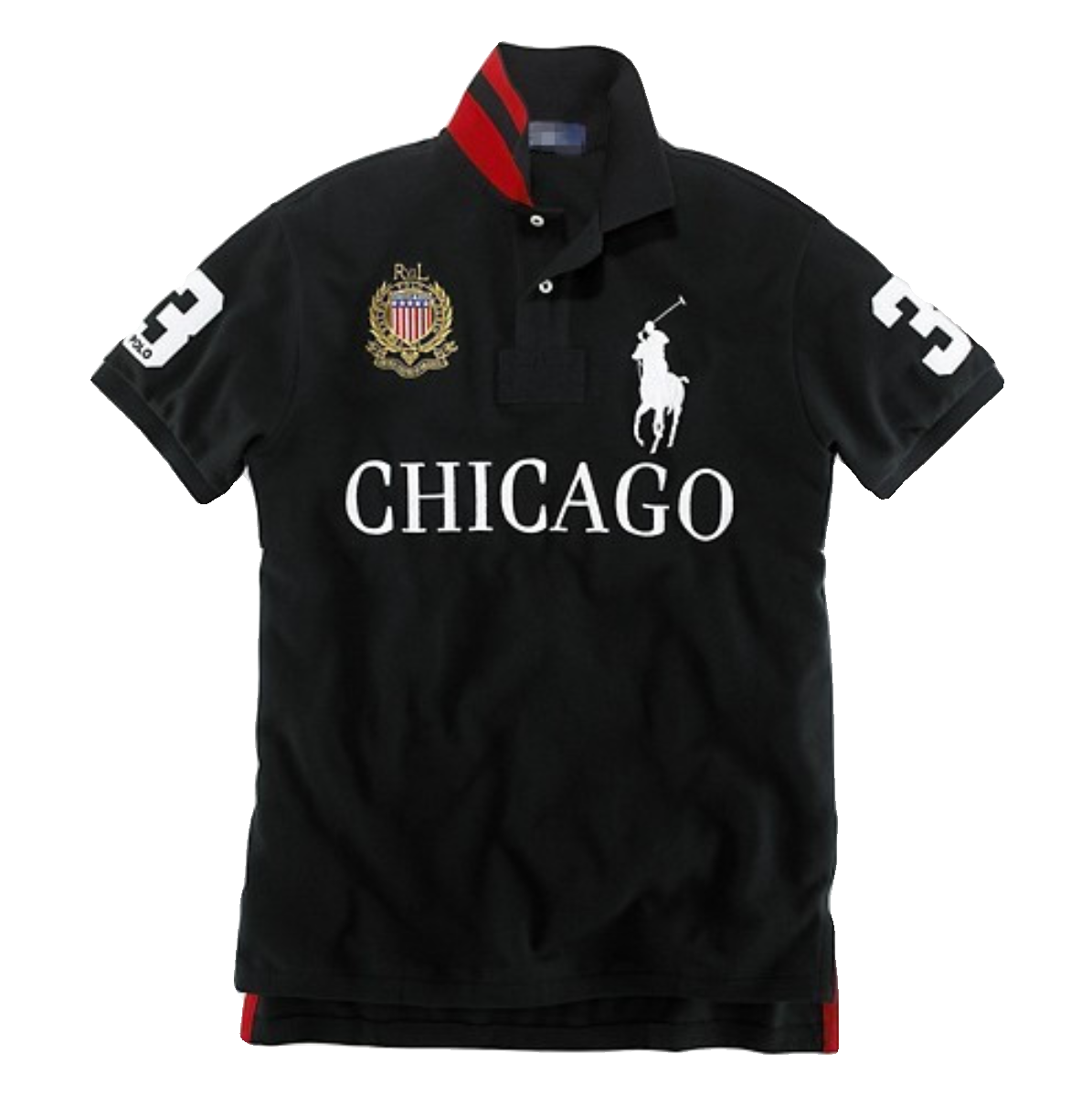Ralph Lauren Black Polo with Chicago Text