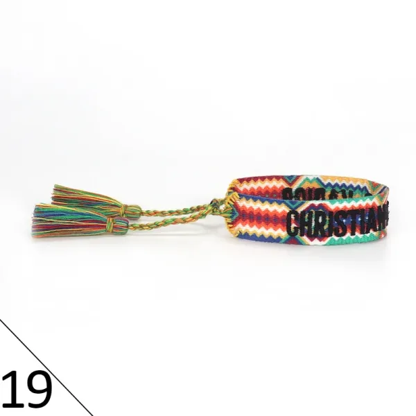 Design Woven Bracelet with Tassel and Embroidered Text Multicolor Accessories Jewelry - 1