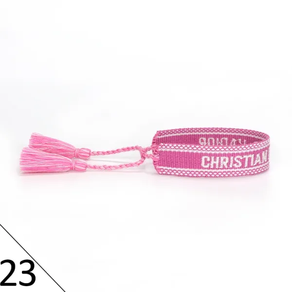 Christian Louboutin Pink Woven Bracelet with Tassel Jewelry - 1