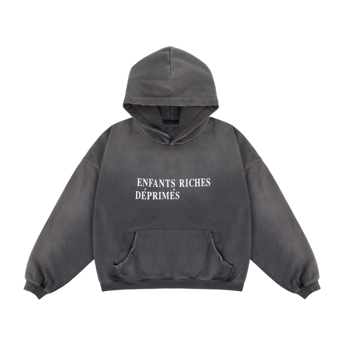 Enfants Riches Déprimés (ERD) French Slogan Distressed Hoodie - rep bluzy z kapturem