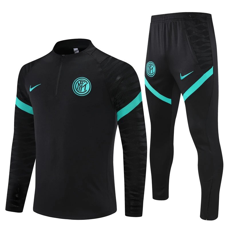 Inter Milan Training Tracksuit Black with Turquoise Accents