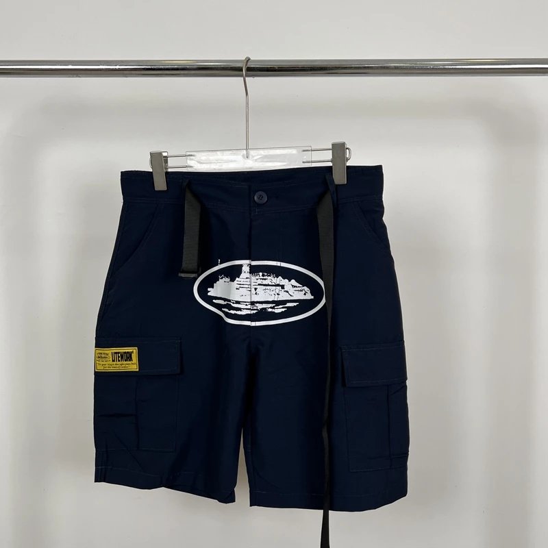 ELITEWORK Cargo Shorts Navy with Oval Graphic Print - 15