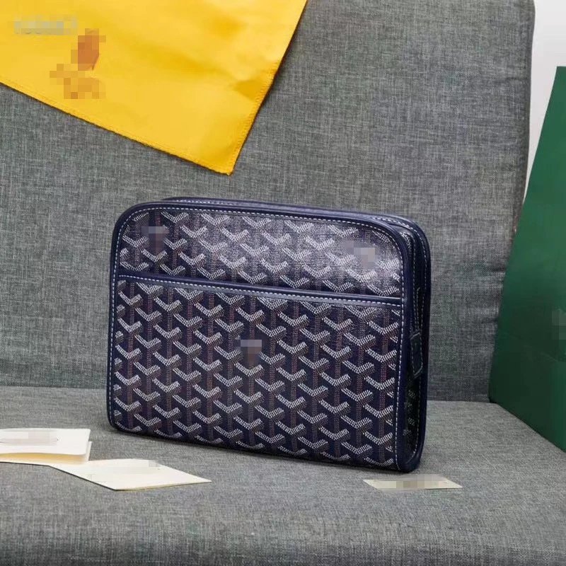 Goyard Saint Louis Pouch Navy Blue Coated Canvas Clutch Clutches