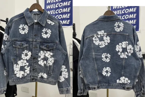 Design Floral Print Denim Jacket Blue - 1