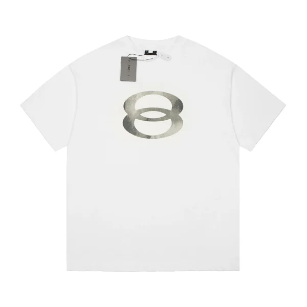 Rick Owens-style T-shirt with a double-ring logo print