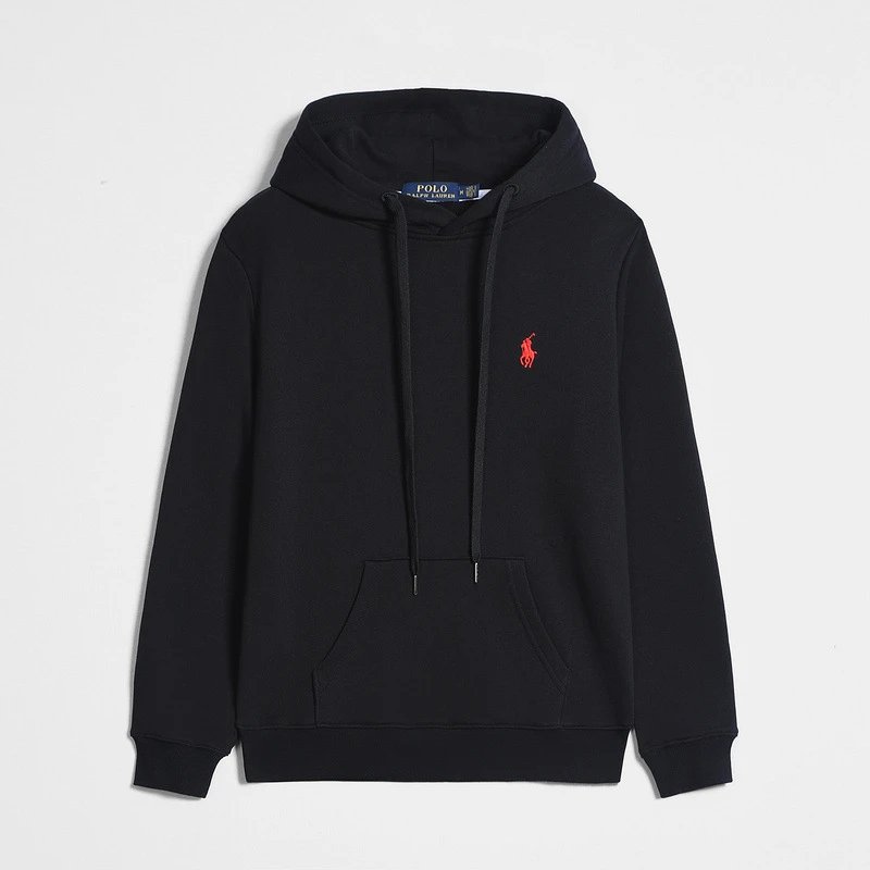 Black Polo Ralph Lauren Hoodie with Red Pony Logo - 200382