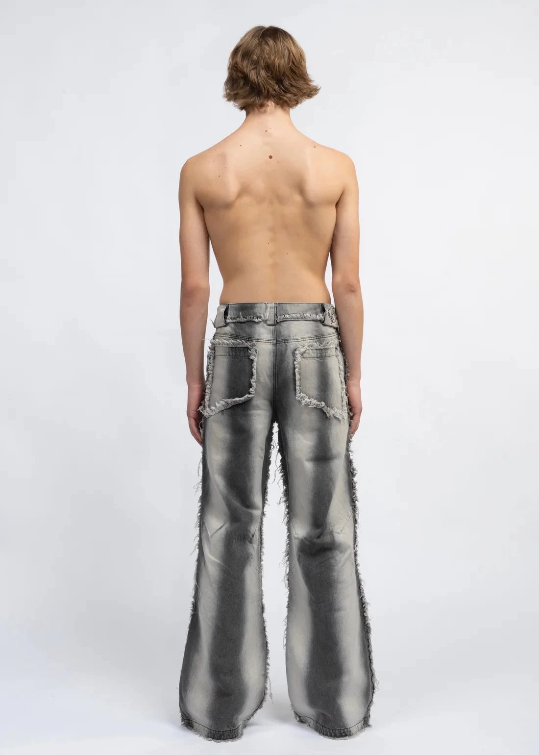 Gallery Dept. Distressed Wide-Leg Patchwork Jeans Silver - 12